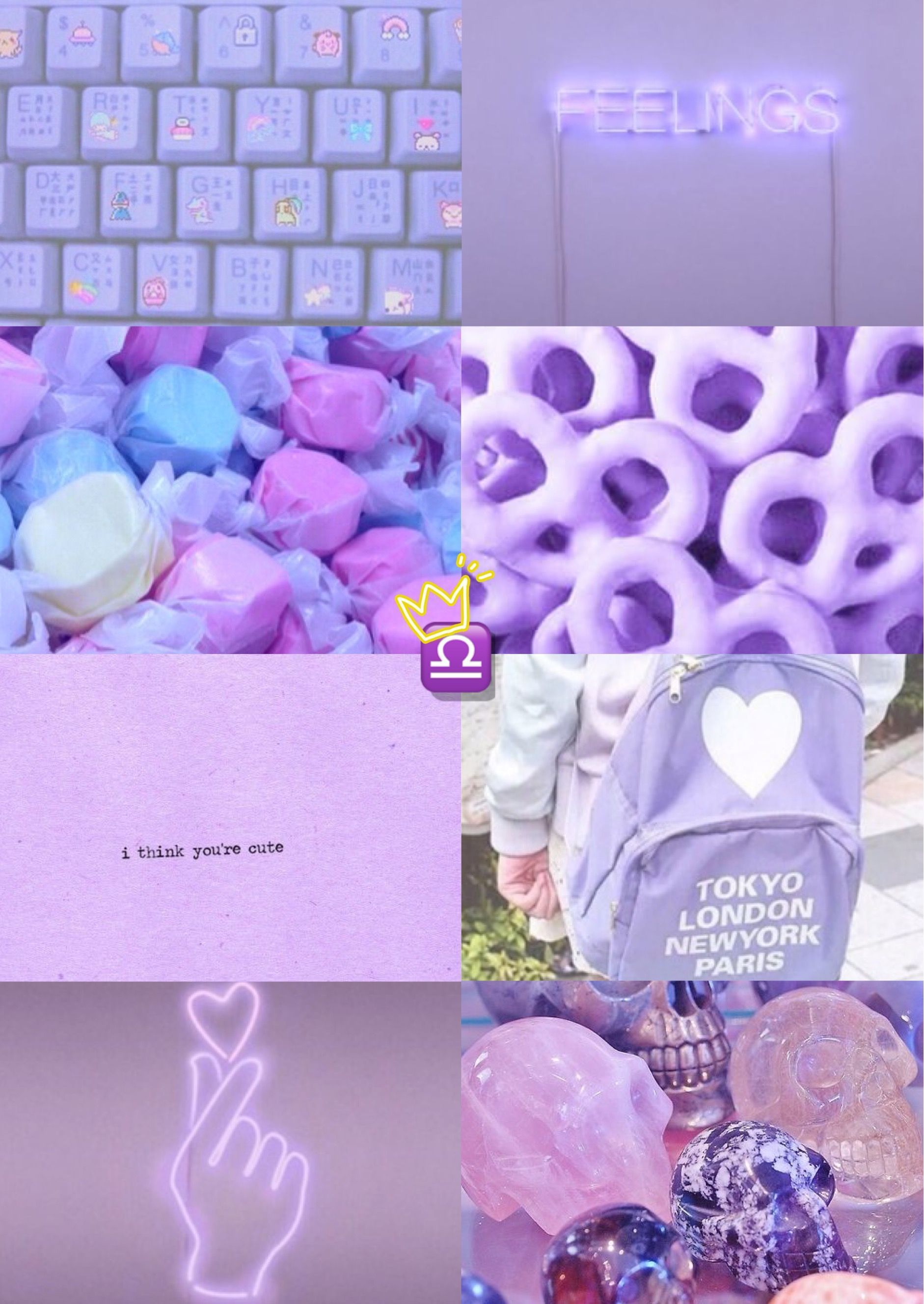 Aesthetic background with purple and blue images - Libra