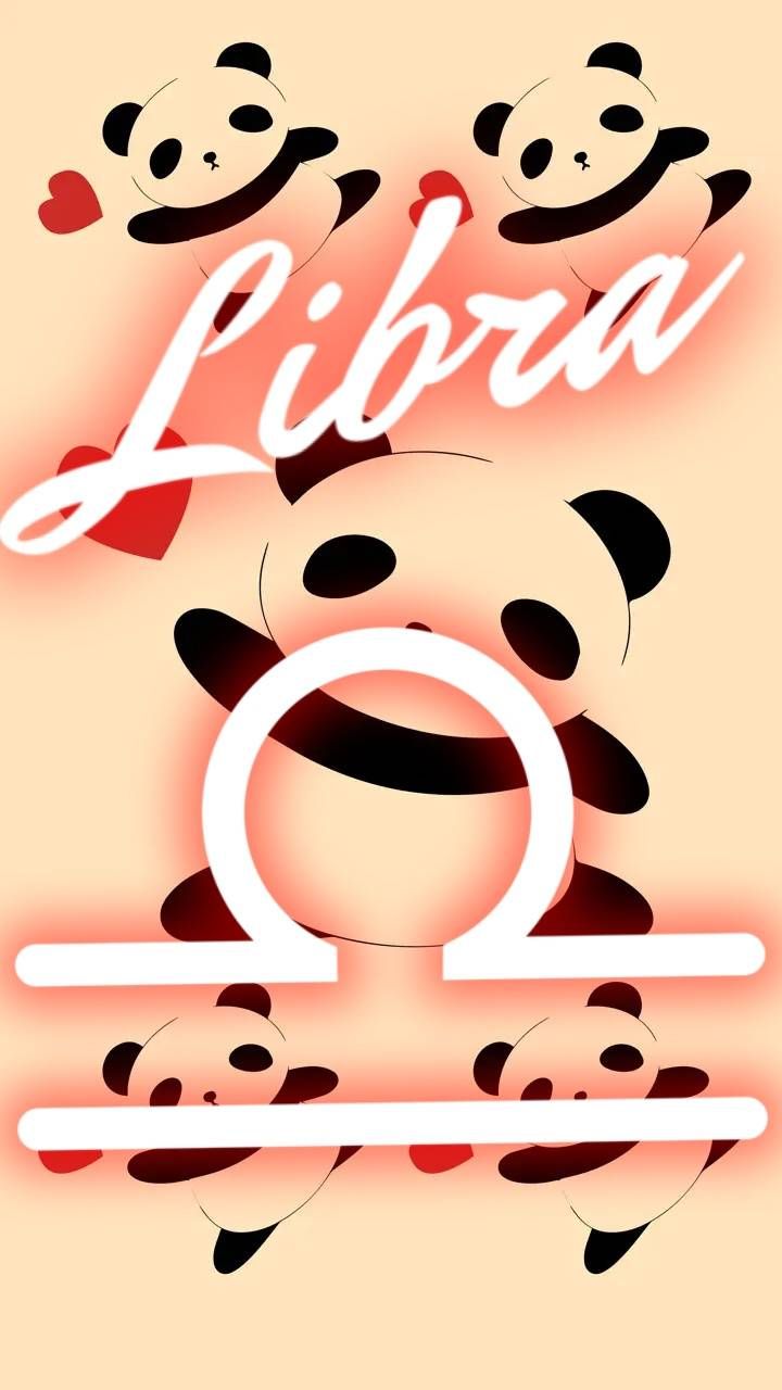 Wallpaper libra zodiac sign with a cute pandas background - Libra