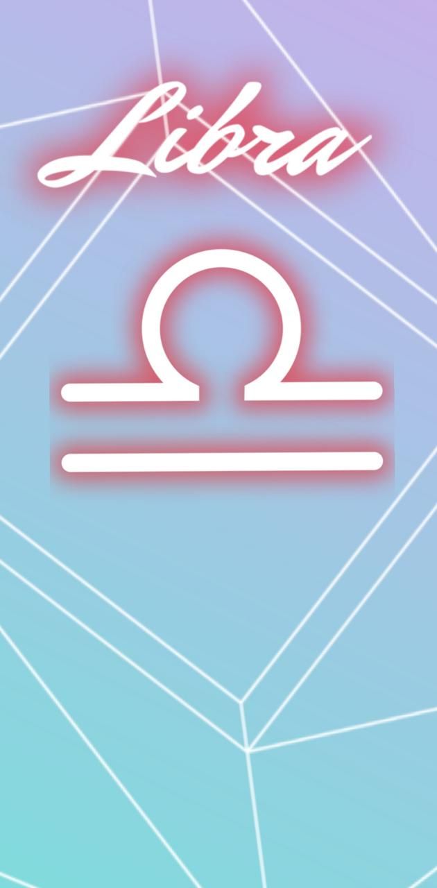 IPhone wallpaper with a neon sign of Libra - Libra