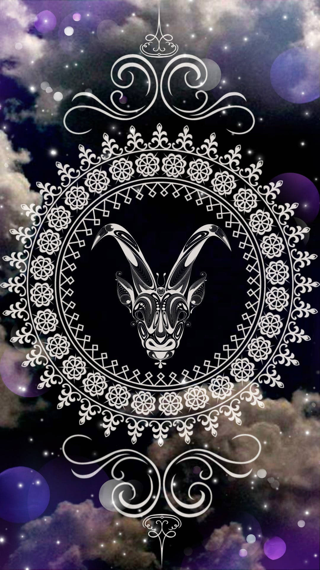 A ram in the sky with stars and clouds - Capricorn