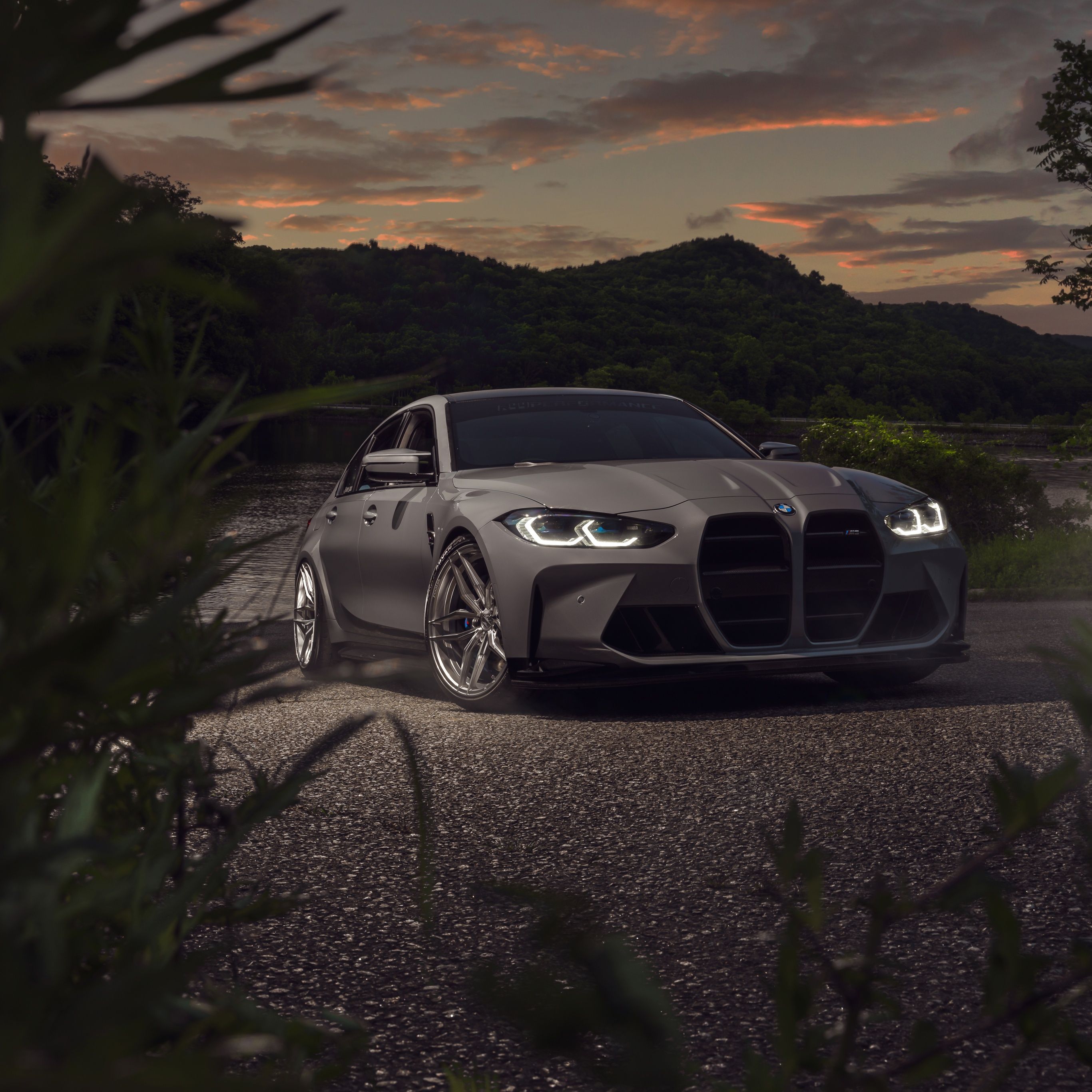 A car is parked on the side of road - BMW