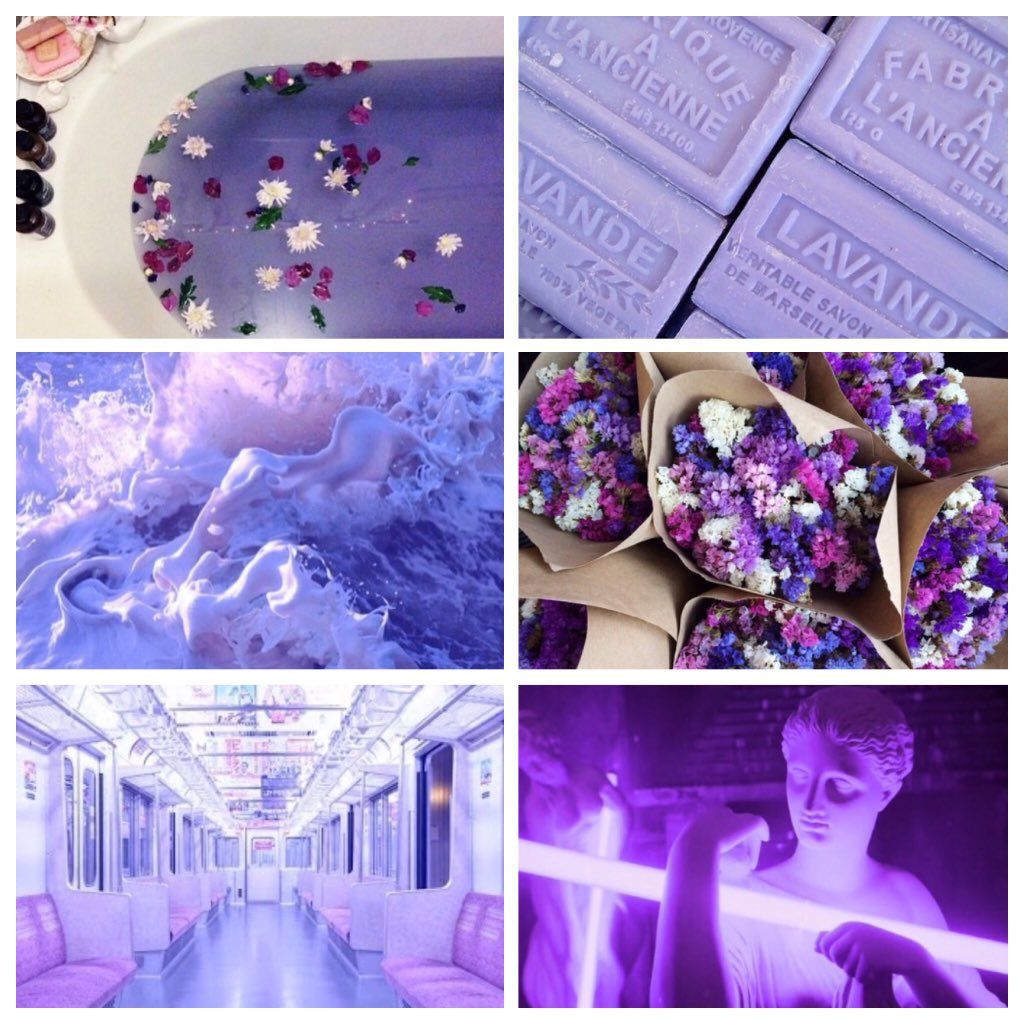 A collage of pictures with purple and pink colors - Libra