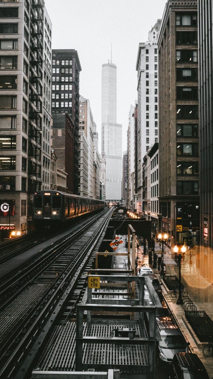 Wallpaper / Man Made Chicago Phone Wallpaper, Building, Railroad, City, Tram, Skyscraper, 720x1280 free download