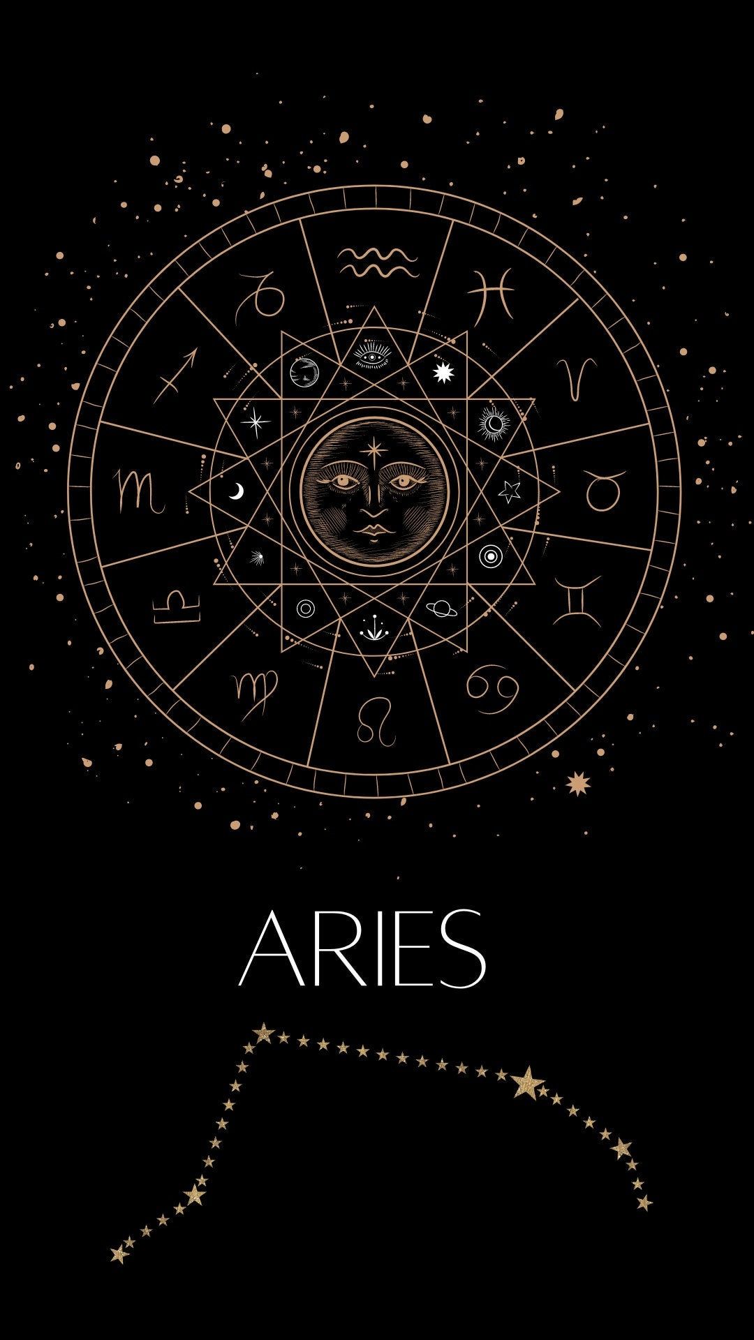 Aries zodiac sign with the sun and moon - Aries