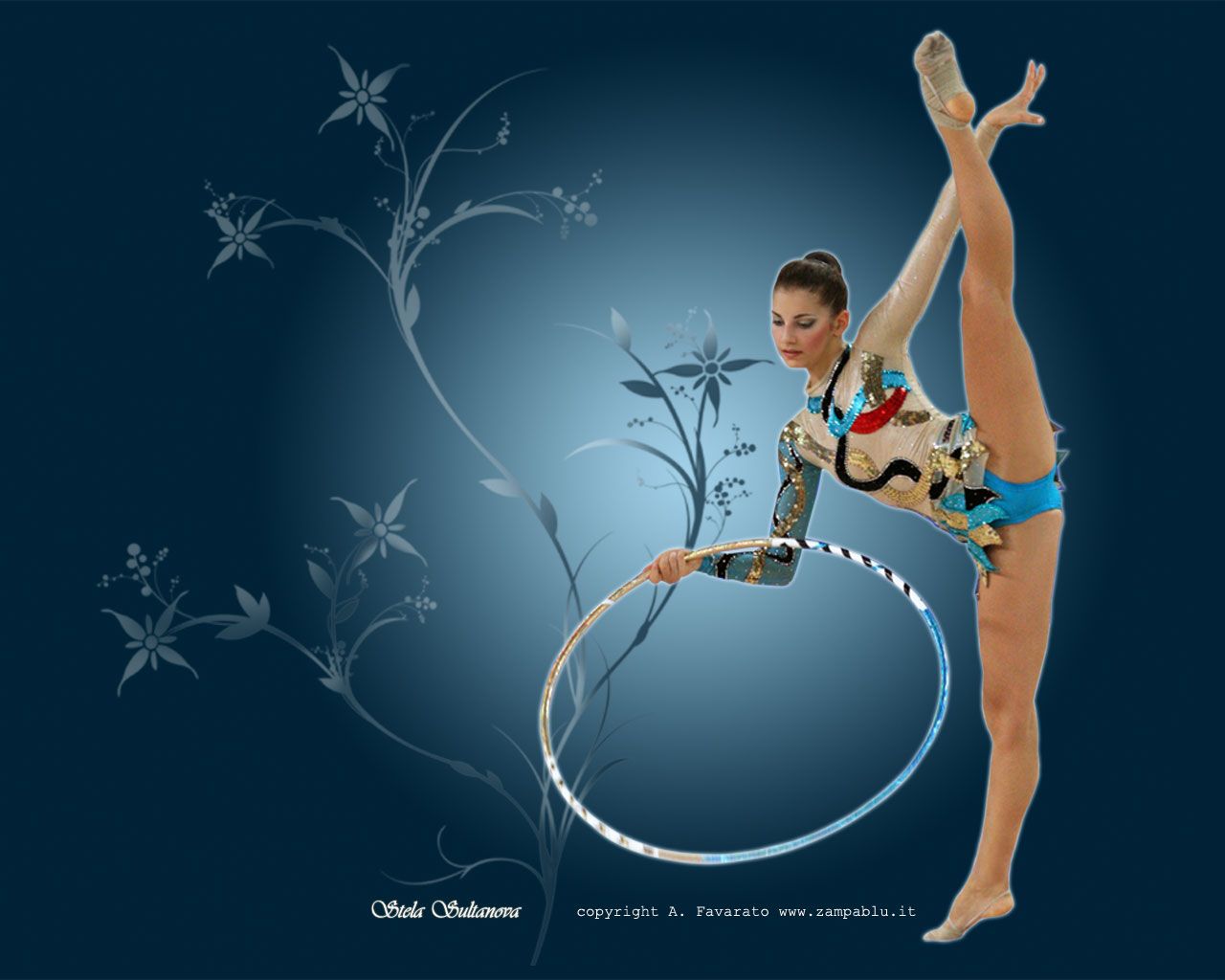 Wallpaper of a girl doing gymnastics with a hoop - Gymnastics