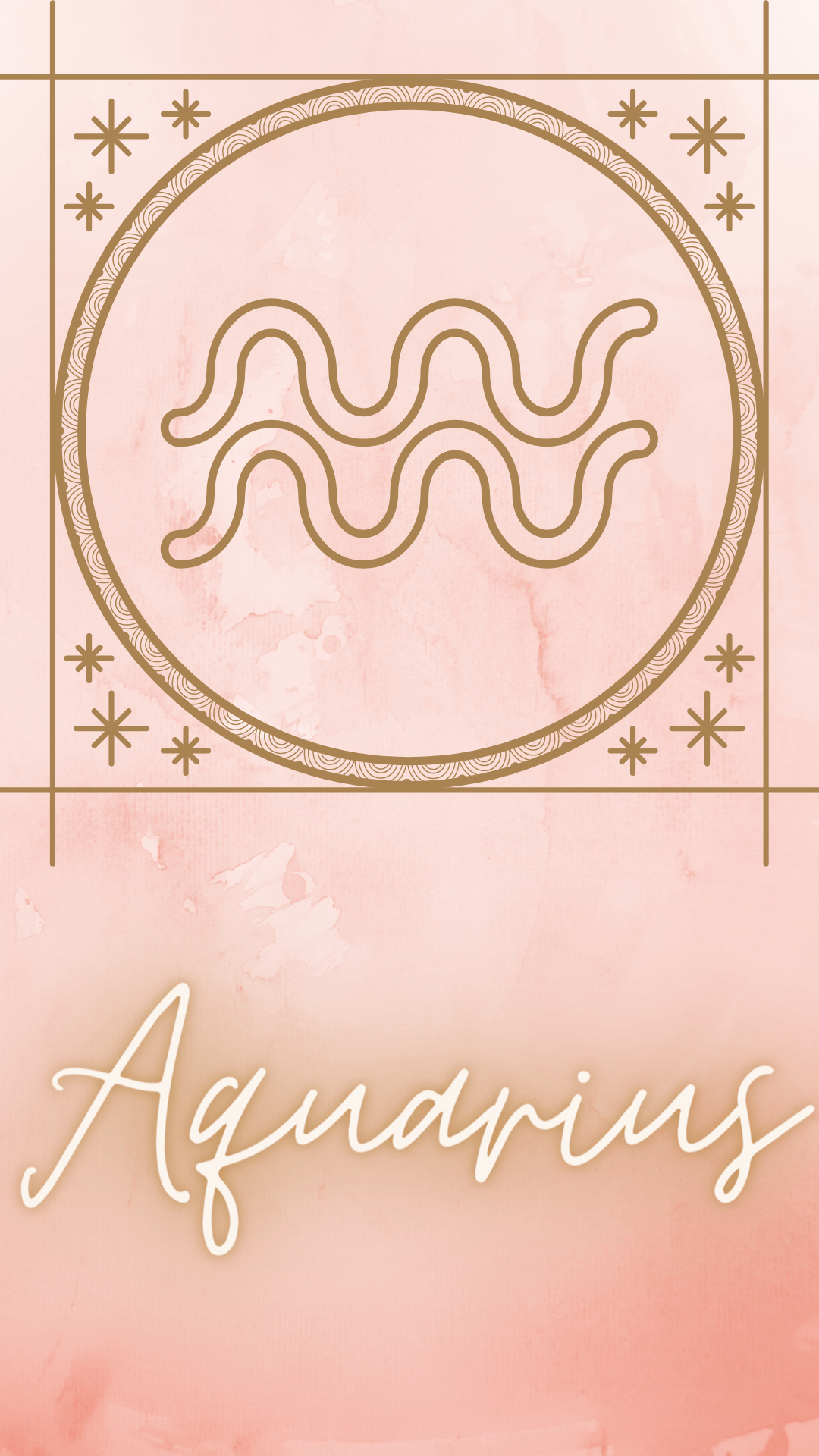 An image of the Aquarius zodiac sign on a pink background - Aquarius