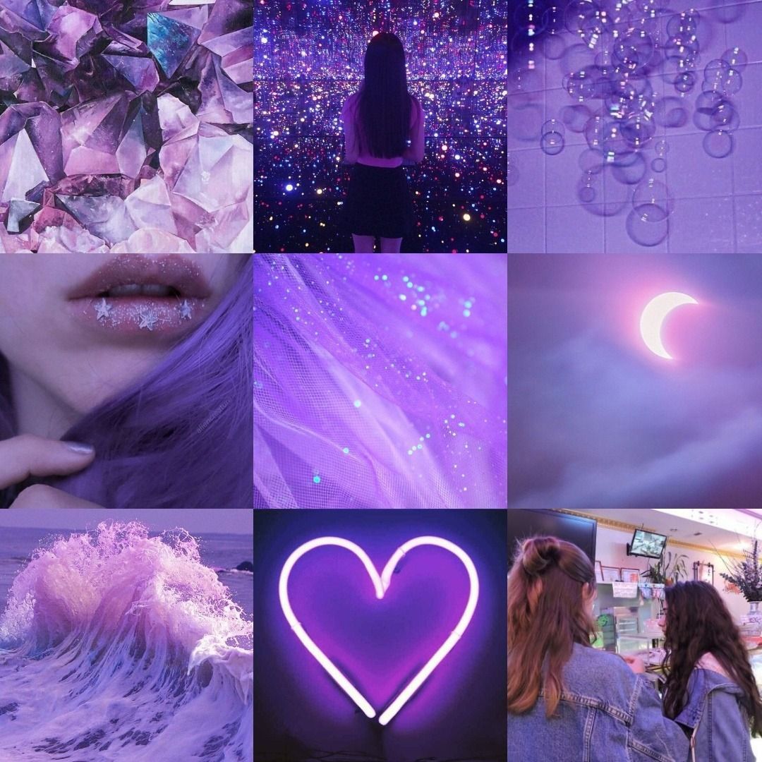 A collage of purple and pink images - Aquarius, Pisces