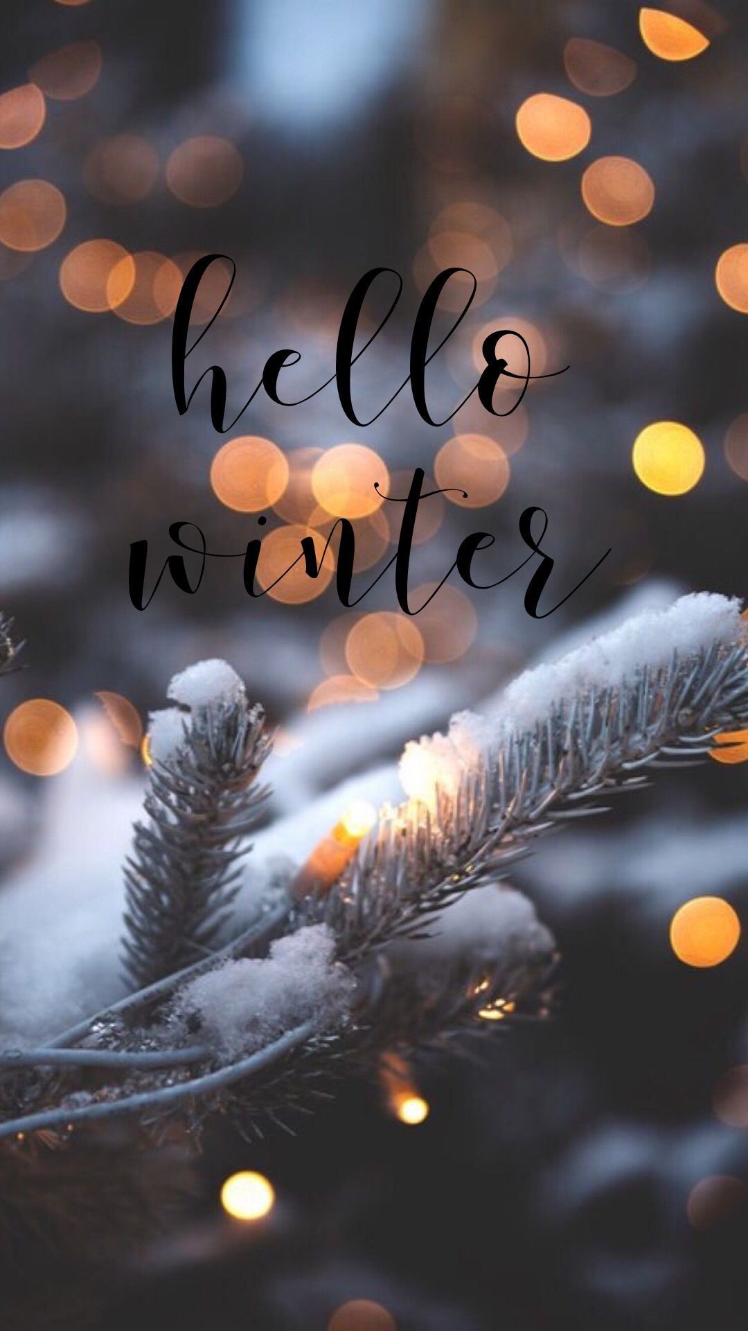 A photo of hello winter with snowflakes and lights - Winter, December