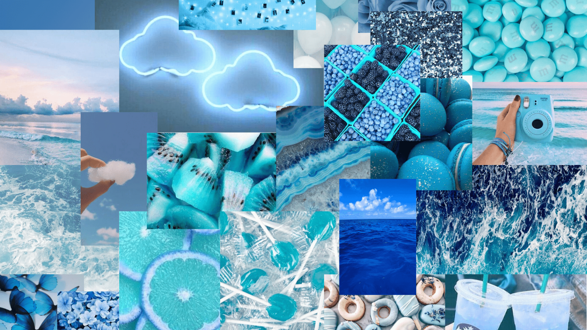 A collage of different blue colored pictures - Virgo