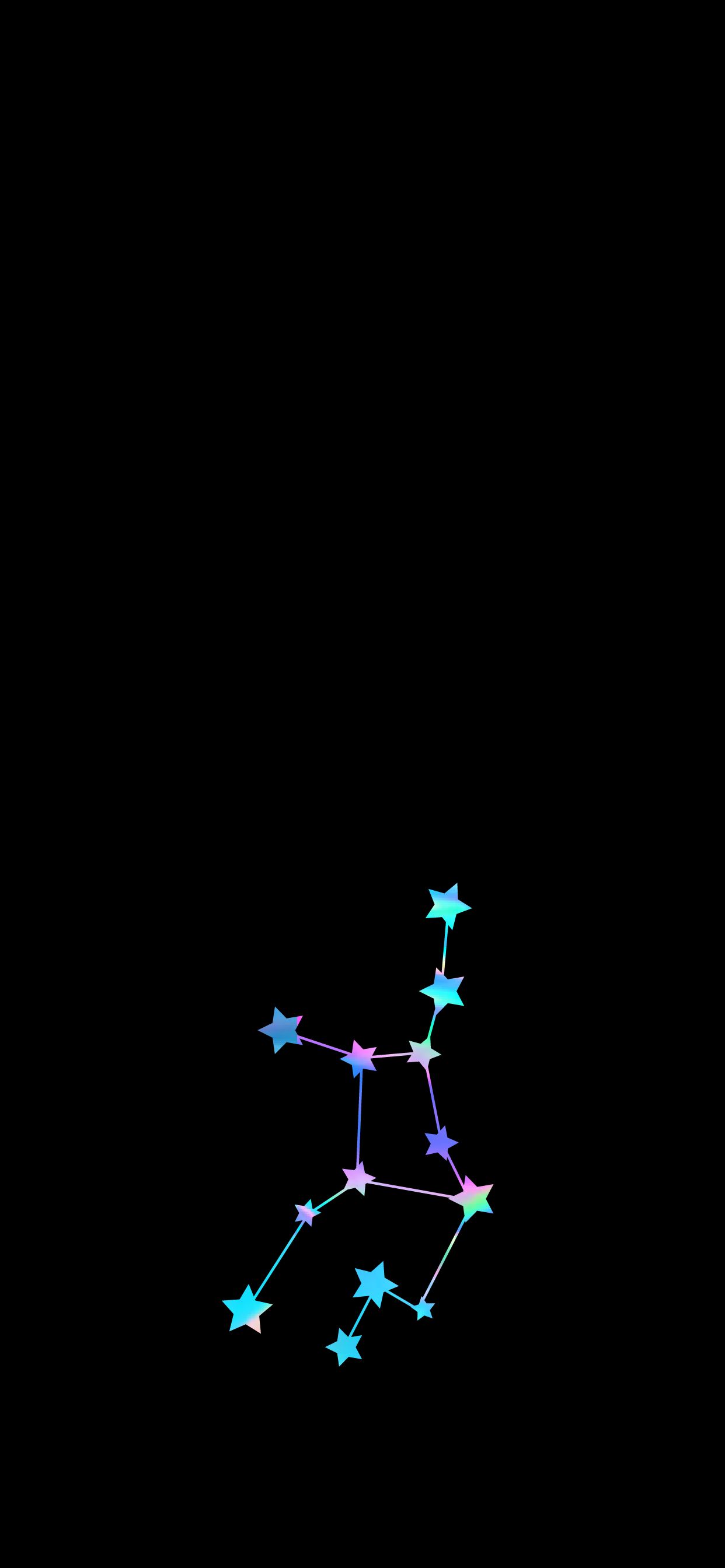 A black background with a blue and purple star constellation in the middle - Virgo