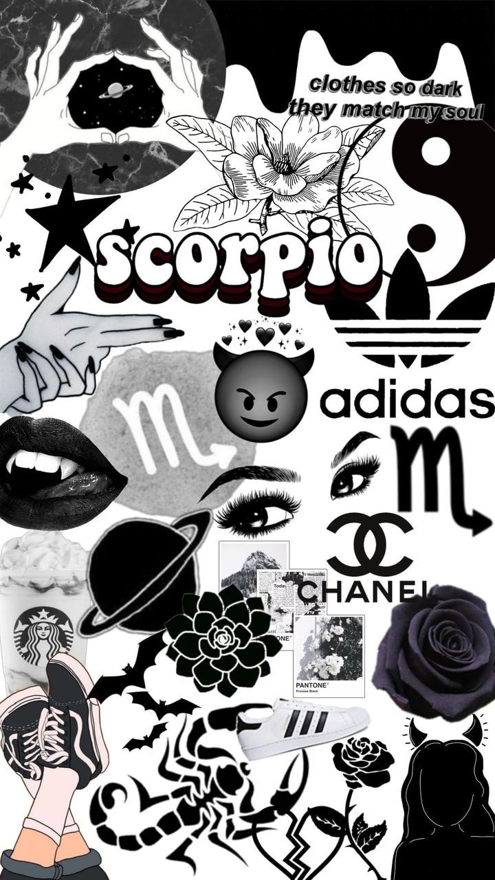 Aesthetic phone background with Scorpio symbol, black and white - Scorpio