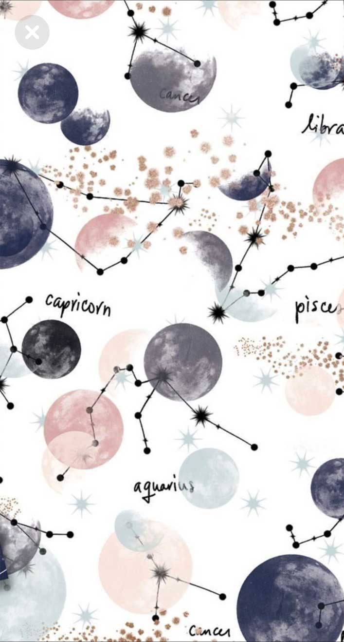 A pattern of the zodiac signs with stars and moons - Libra