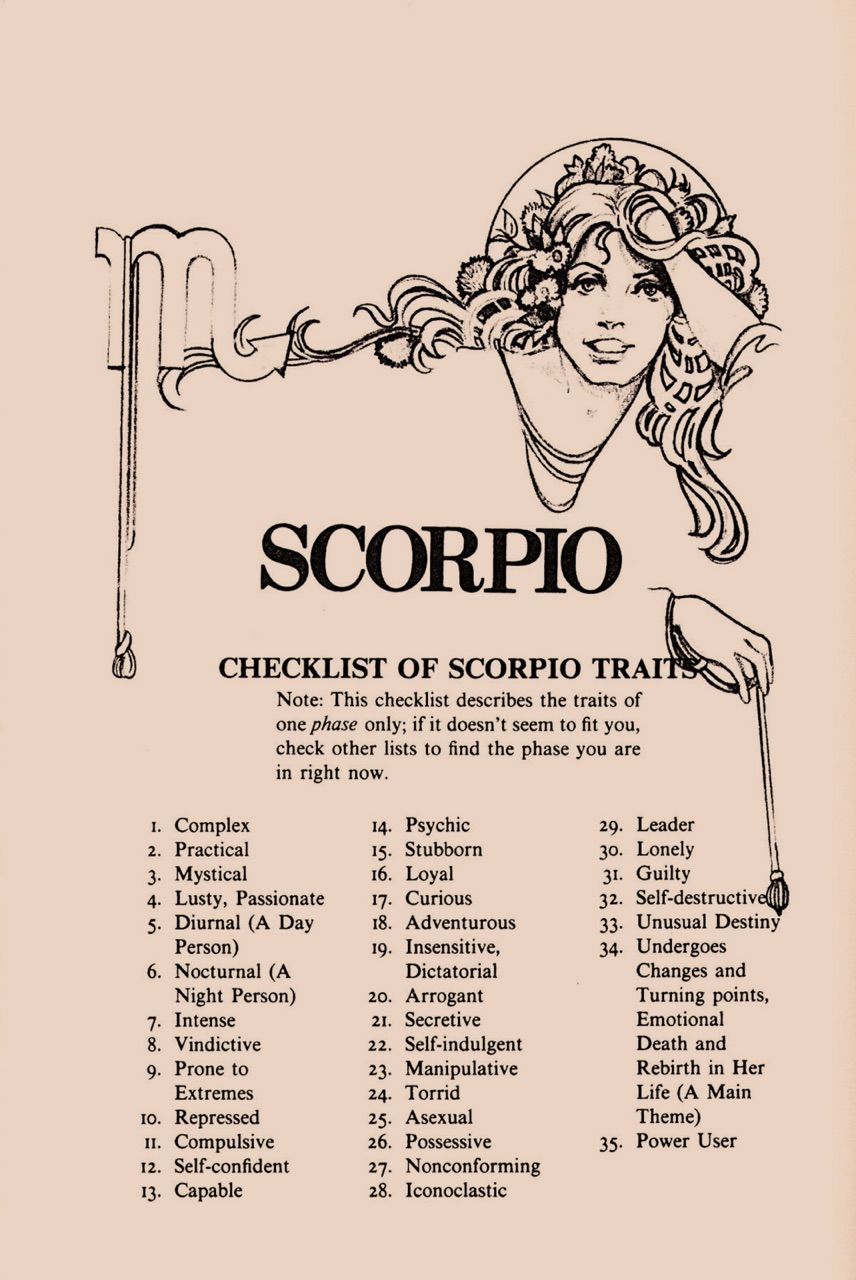 A book with the title scorpio checklist - Scorpio