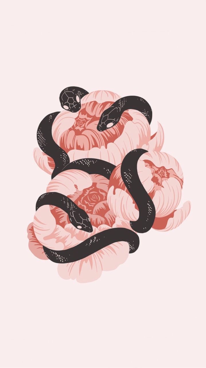 Snake wrapped around a bunch of flowers - Snake