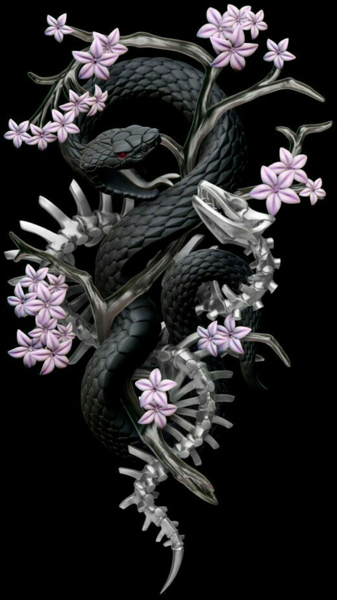 A snake with flowers and leaves on it - Snake