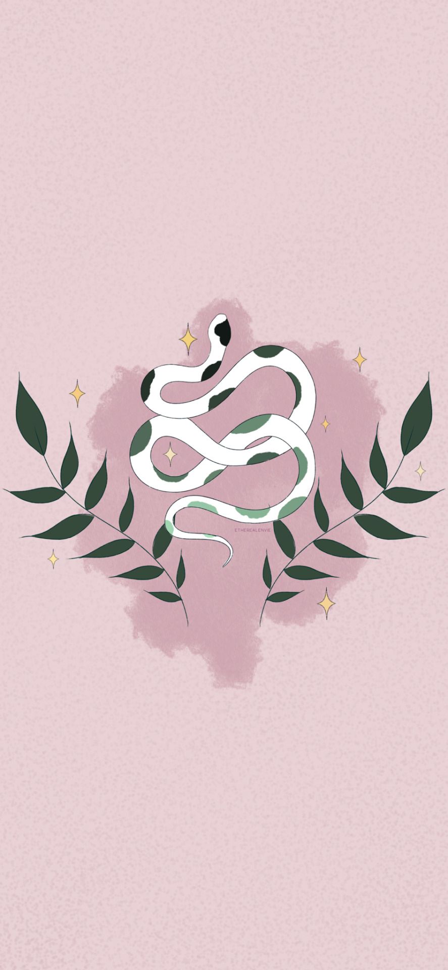 A snake illustration on a pink background - Snake