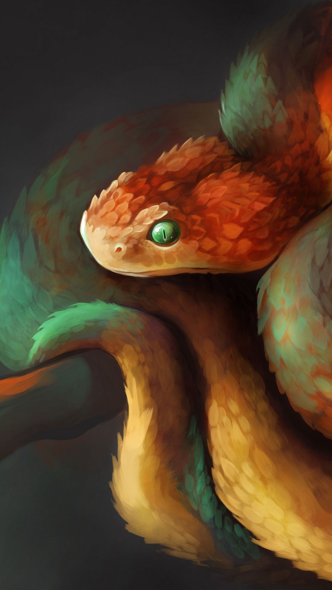 Artwork of a snake, painted in a digital style. - Snake