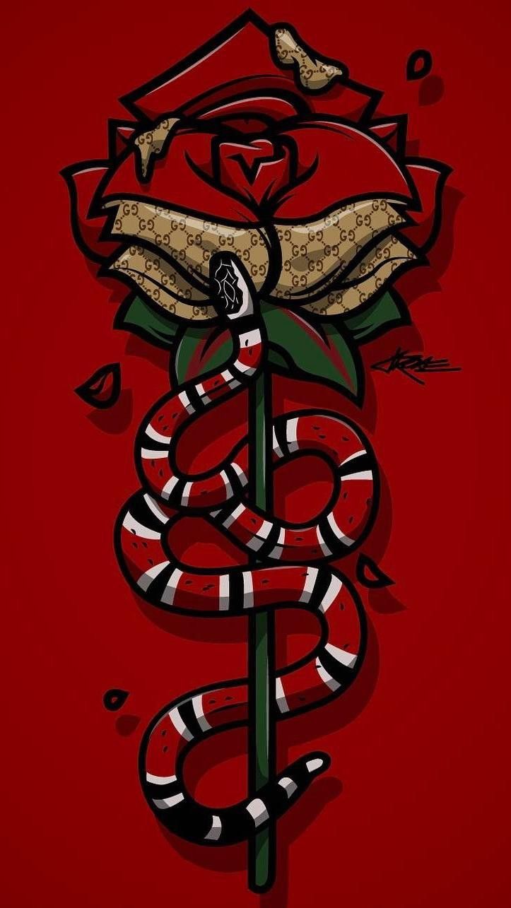 A snake and rose tattoo - Snake