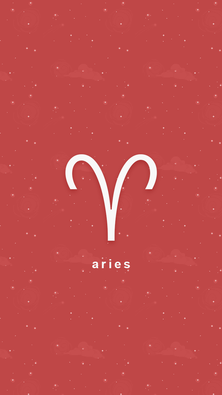 A red background with the zodiac sign of aquarius - Aries