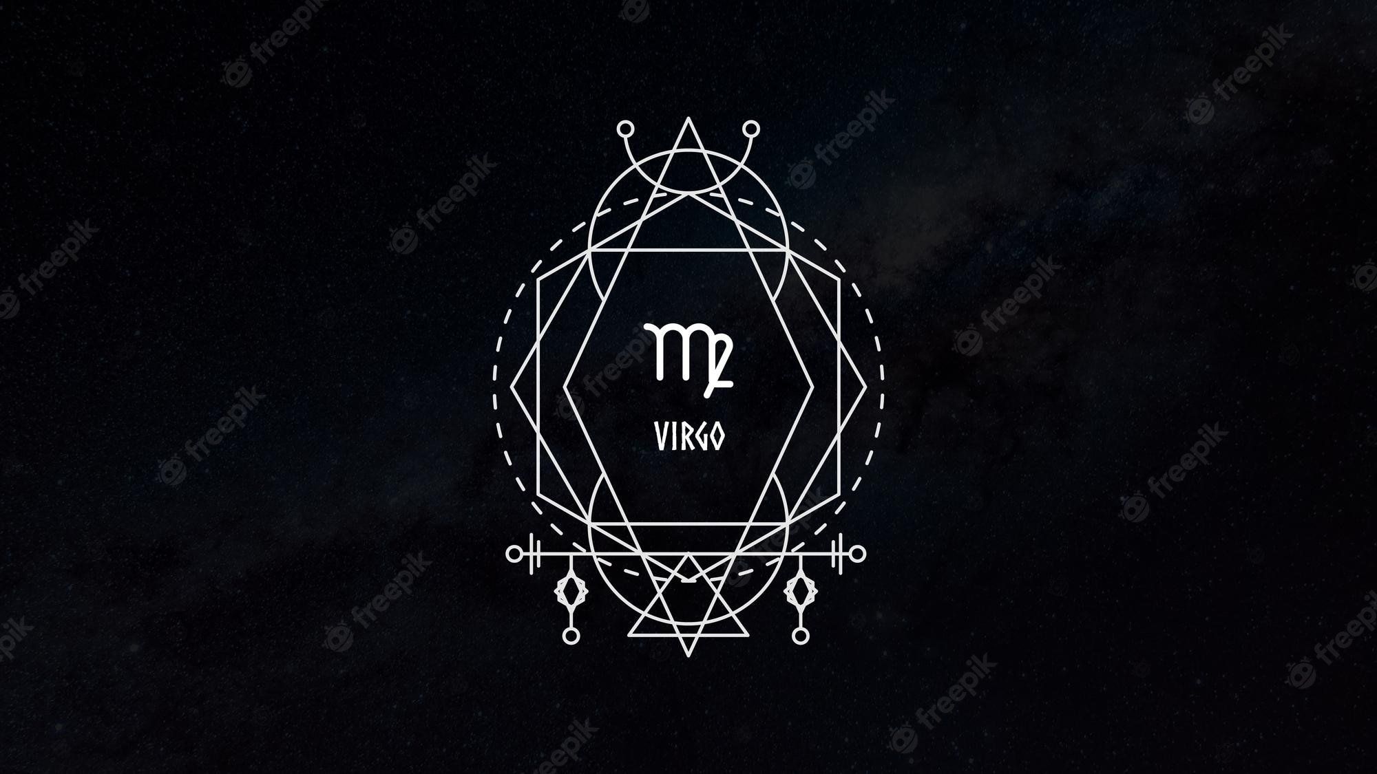 A black and white astrology logo - Virgo