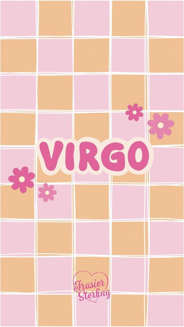 A pink and white poster with the word virgo - Virgo