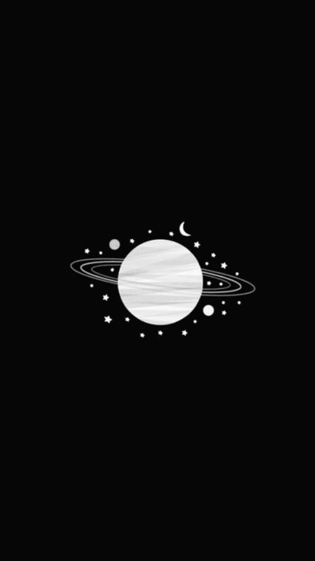 The planet saturn with a black background - Black