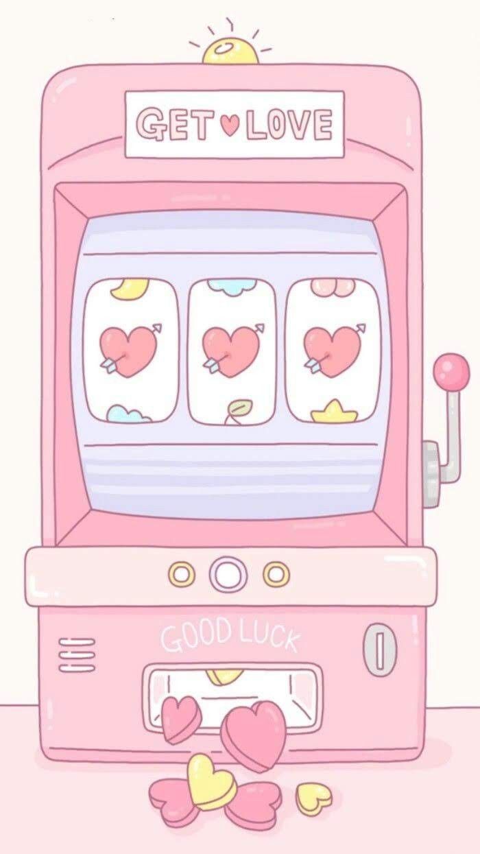 A cute pink slot machine with hearts and love - Virgo