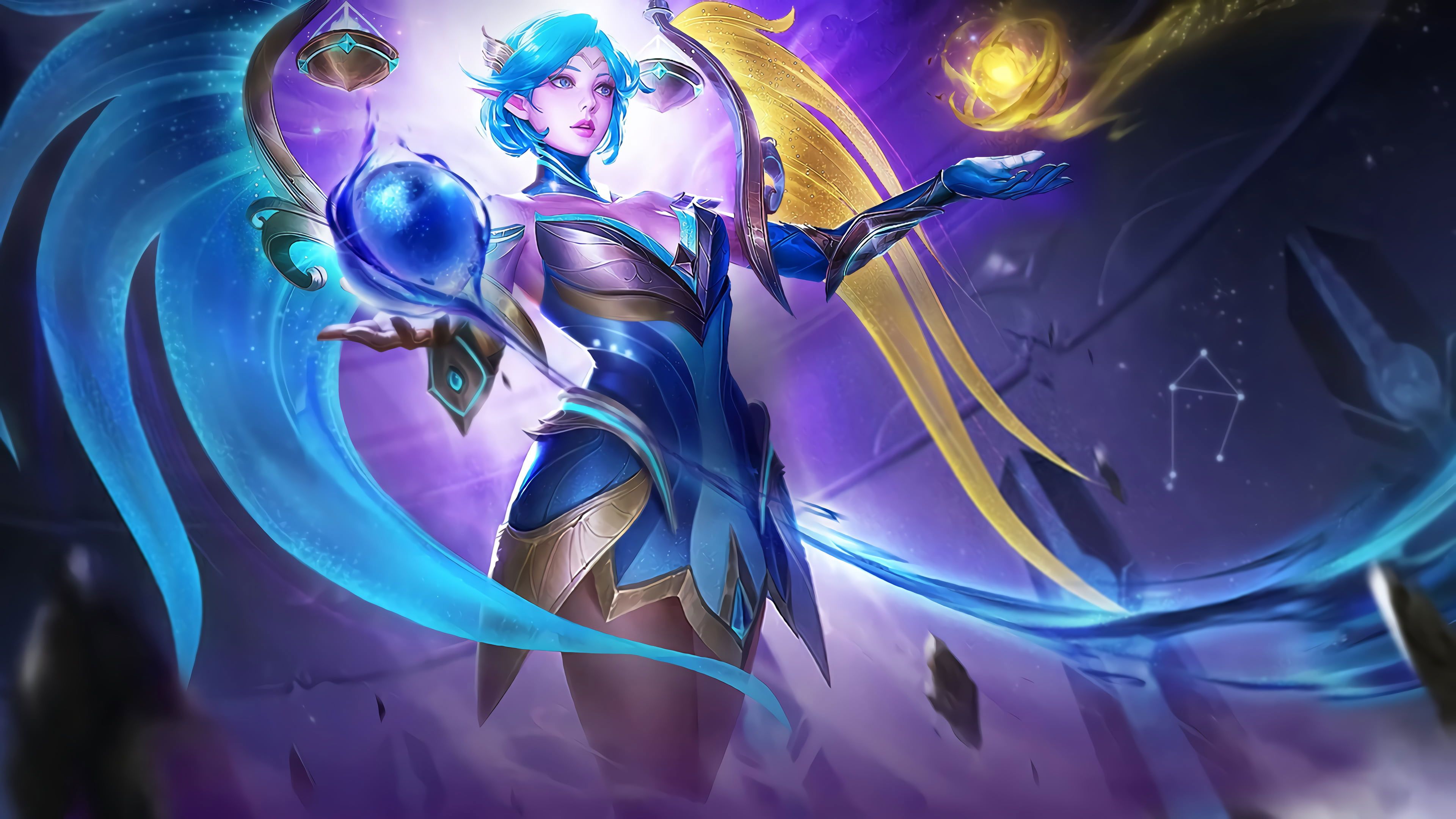 A female character with wings and blue hair - Libra
