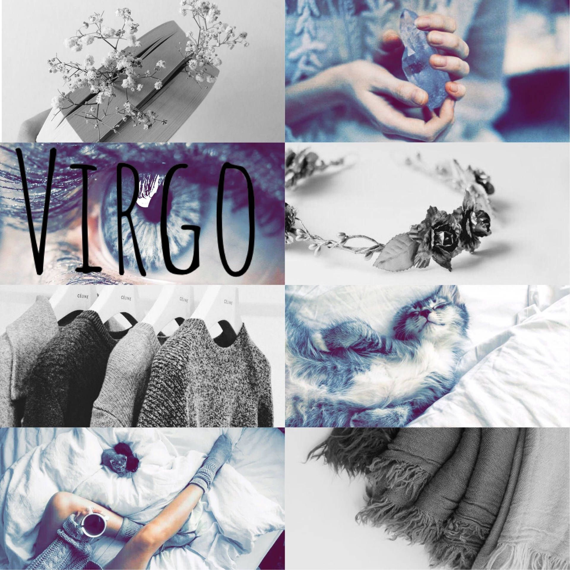 A Virgo aesthetic in blue and grey. - Virgo