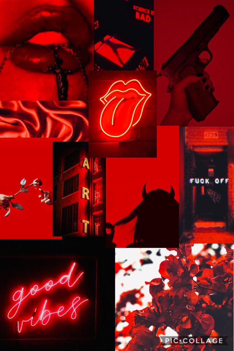 A collage of images with red and black - Aries