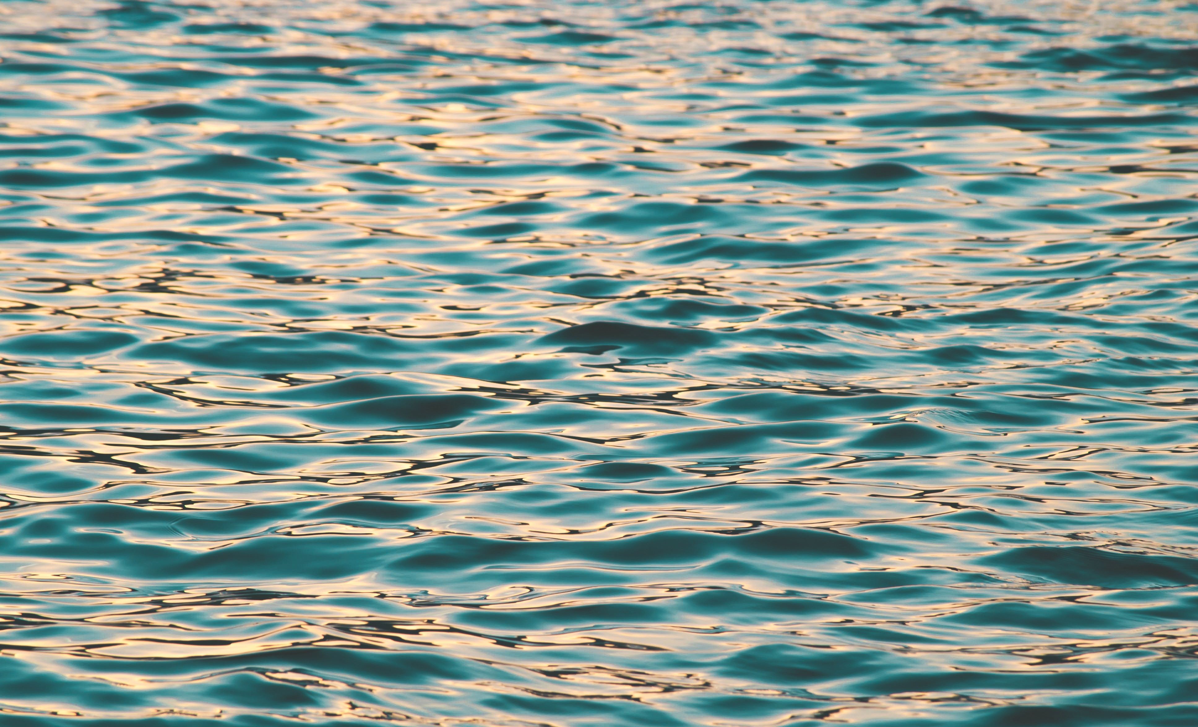 3872x2352 wafe, sunset, summer, minimal, hd, sea, ripple, blue, reflection, aesthetic, orange, Public domain image, water Gallery HD Wallpaper