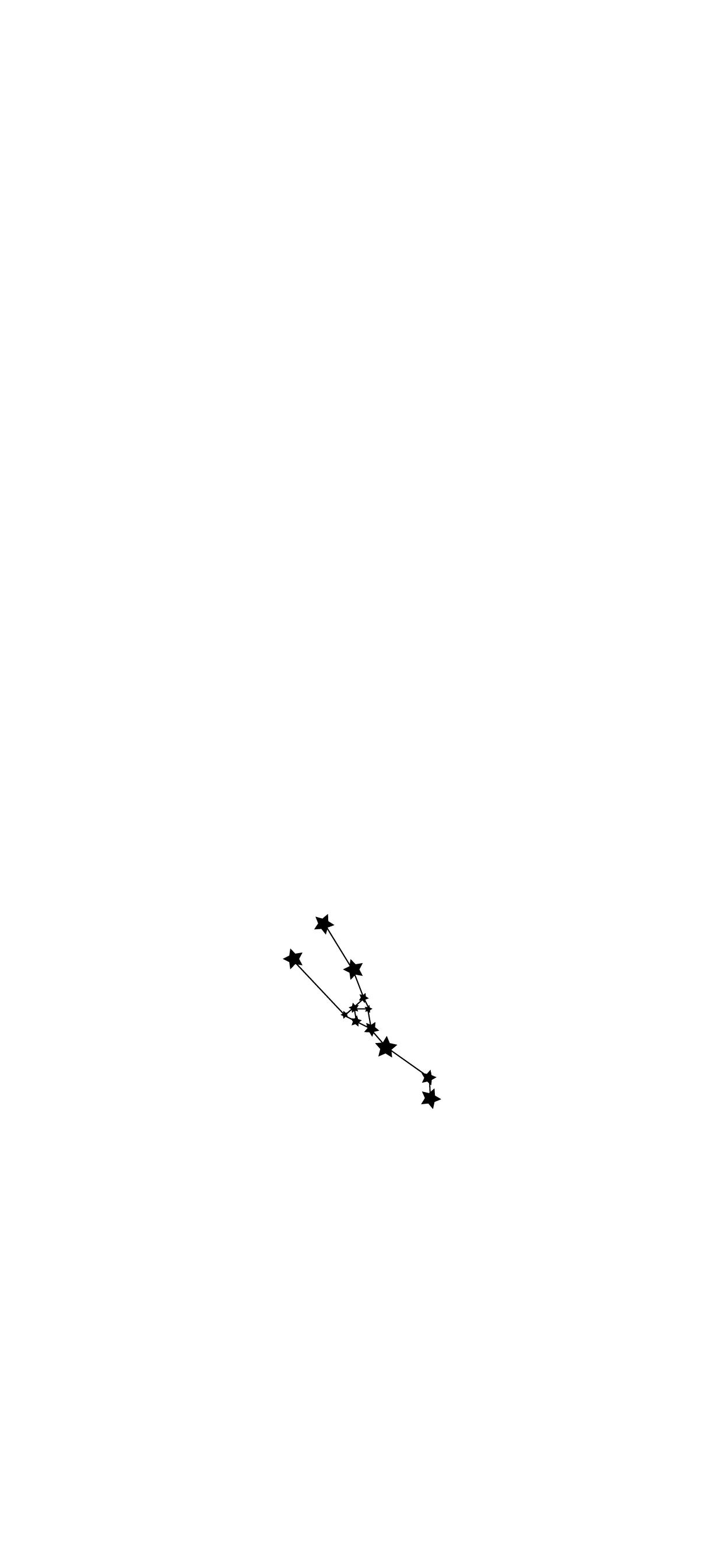 A black and white graphic of the Orion constellation - Taurus