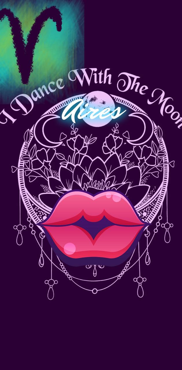 I Dance With The Moon logo with a pair of lips - Aries