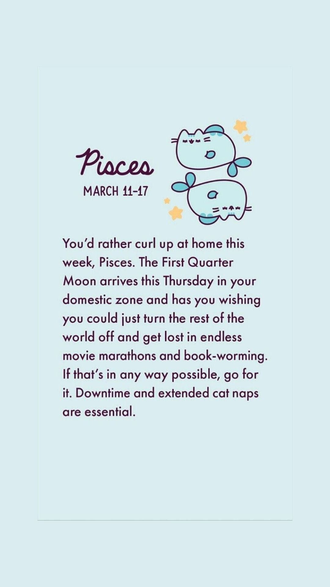 Download Pisces Pusheen Horoscope Wallpaper