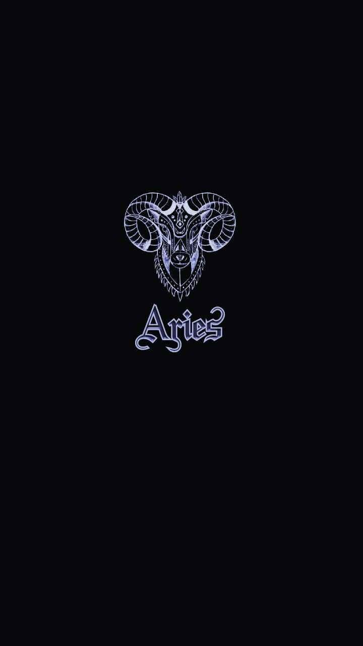 Download Aries Aesthetic Ram Head And Text Wallpaper