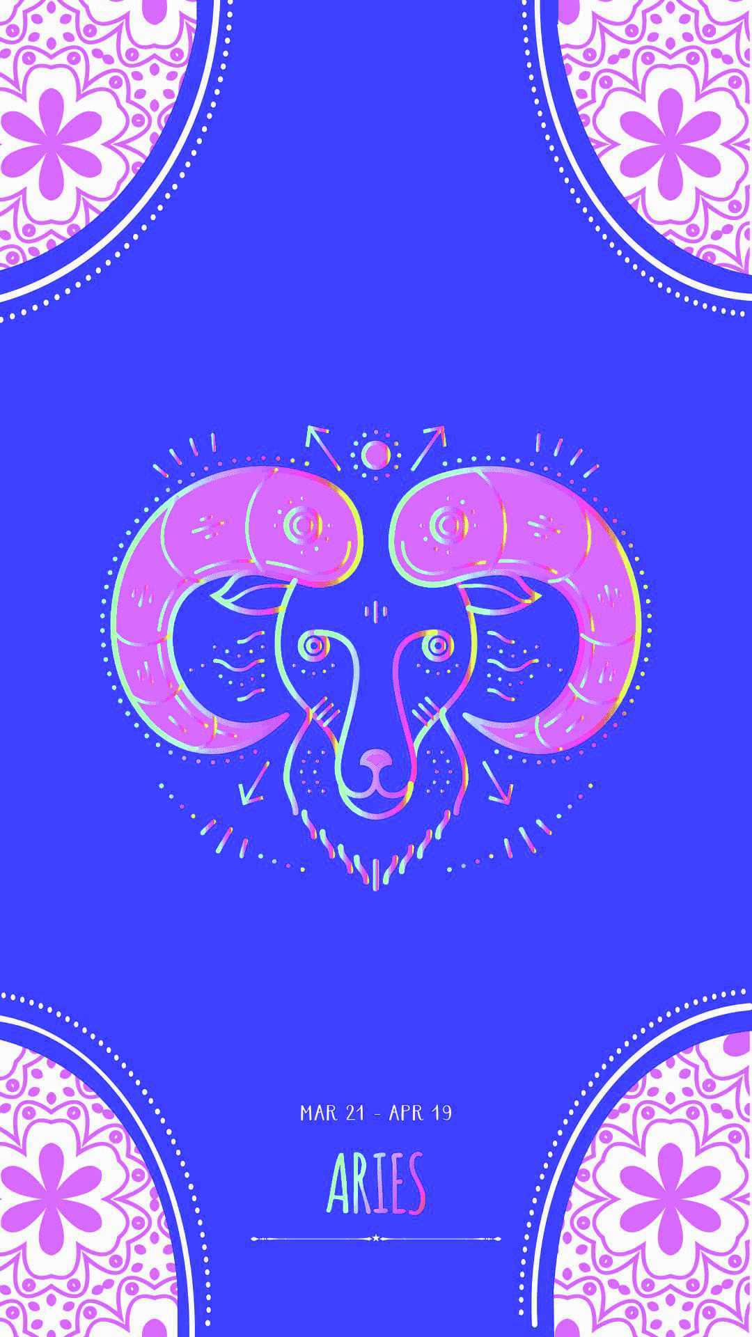 The zodiac sign aries is shown in this colorful design - Aries