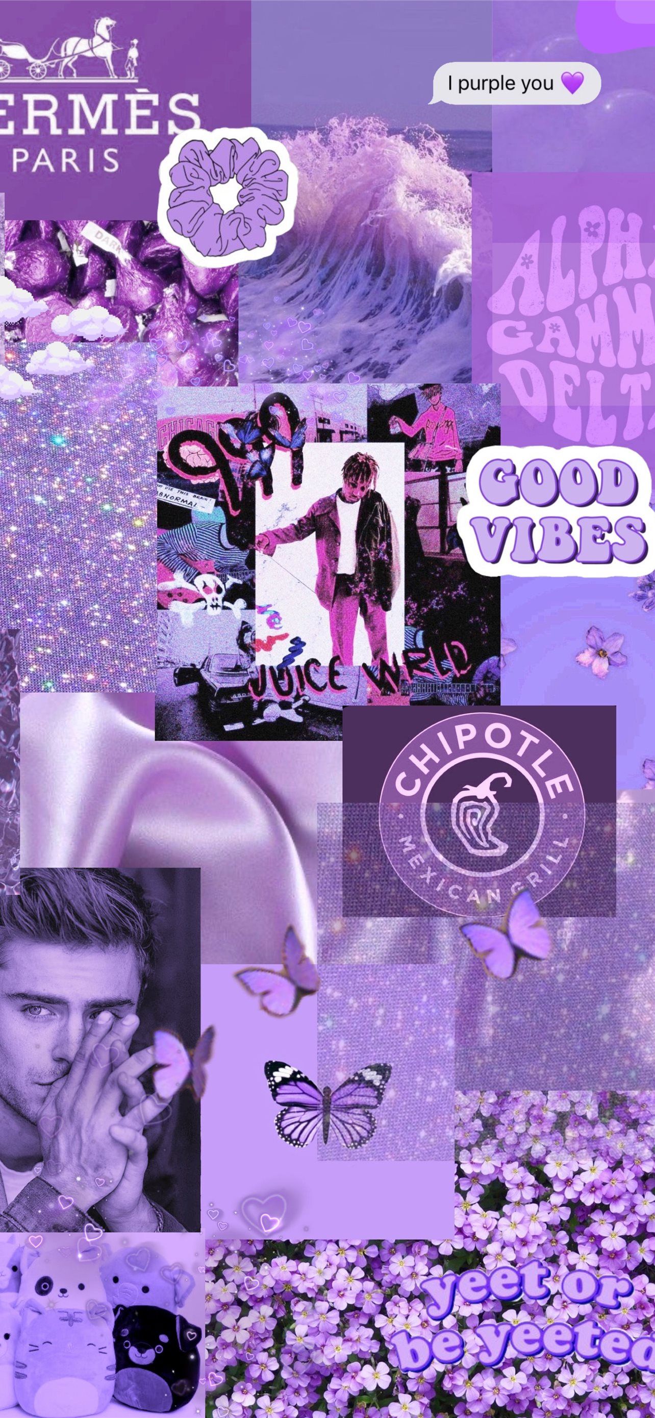 A collage of pictures with purple backgrounds - Indie