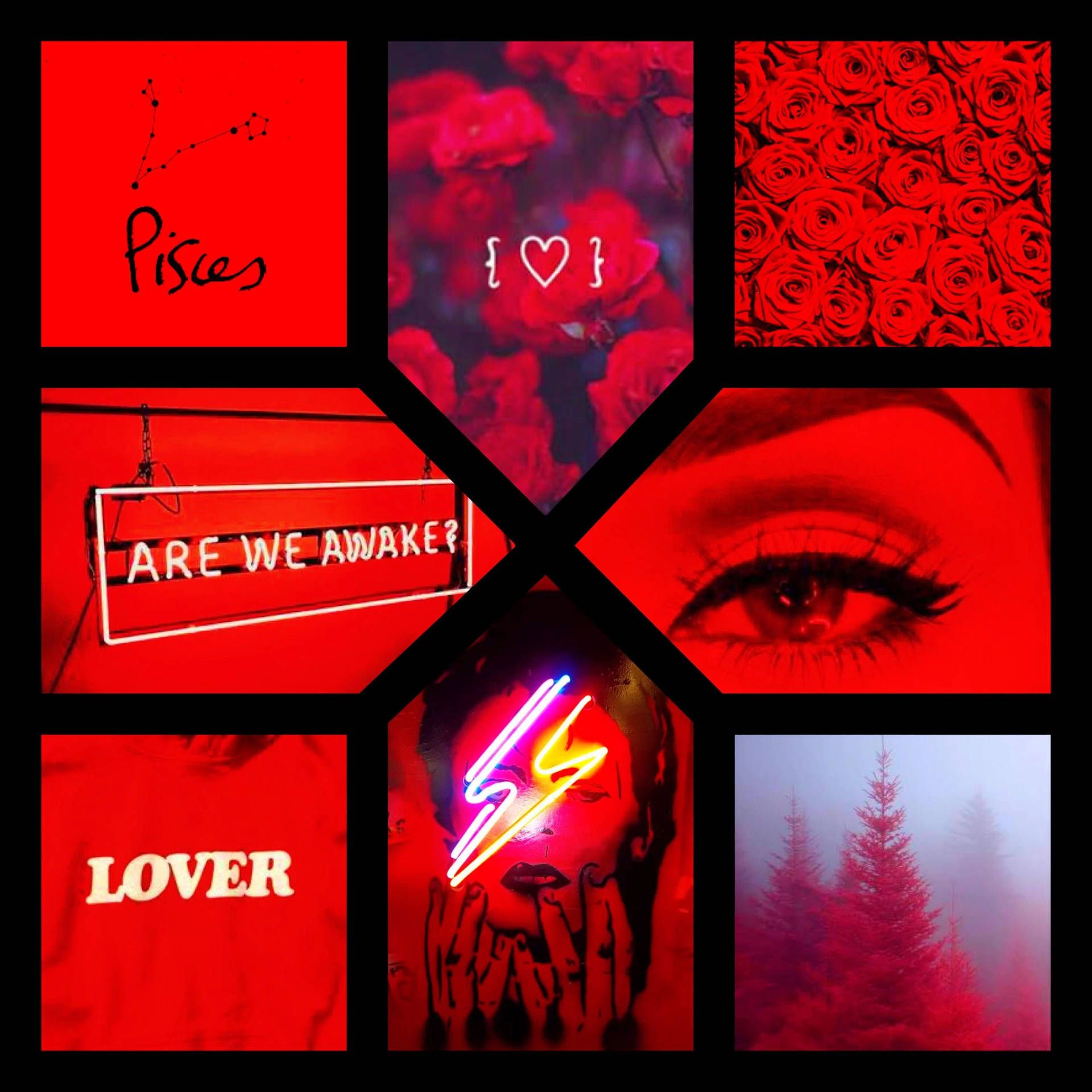 Download Red Aesthetic Pisces Collage Wallpaper