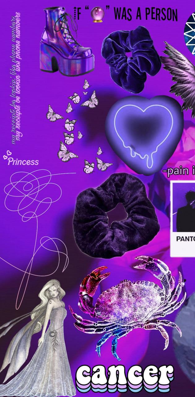 I made a purple aesthetic! I used a lot of different purple things and some random pictures I found on the internet. - Cancer