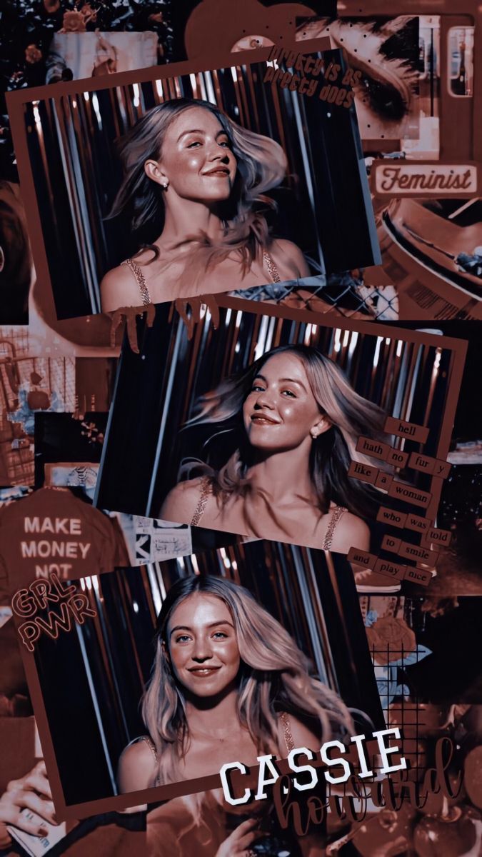 A collage of Cassie Randolph with a brown aesthetic - Euphoria