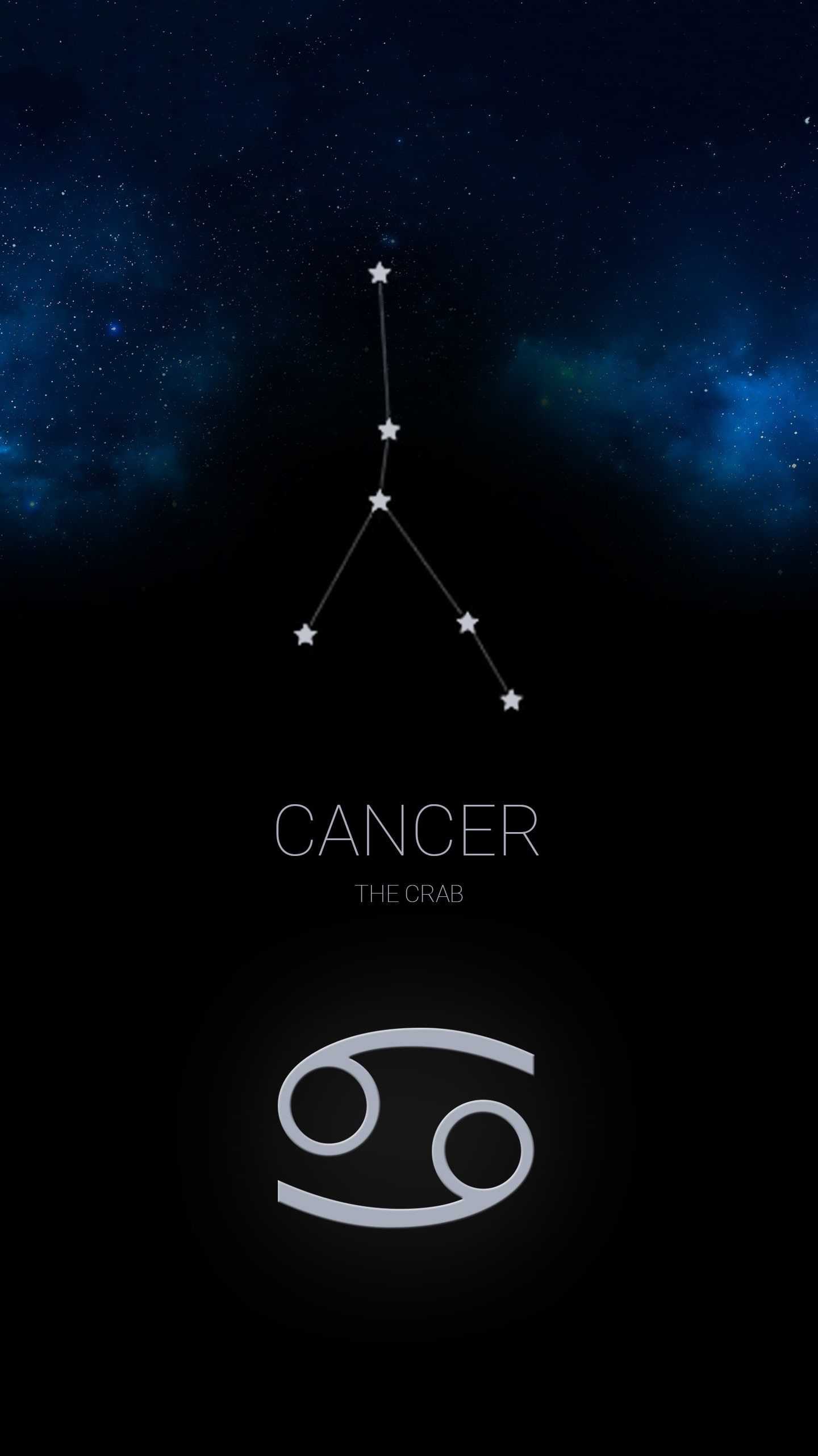 Cancer zodiac sign in the sky with stars and a blue background - Cancer