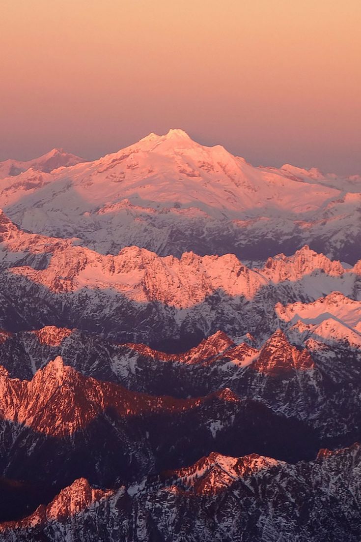 Snow covered mountains at sunset - Mountain