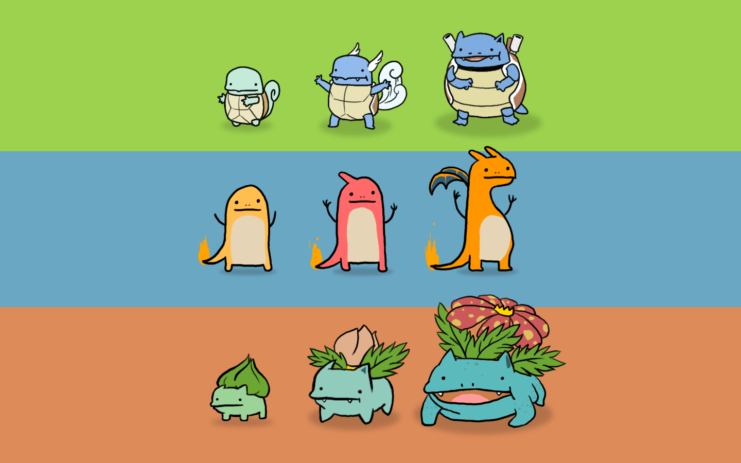 A collection of pokemon characters with different colored backgrounds - Pokemon