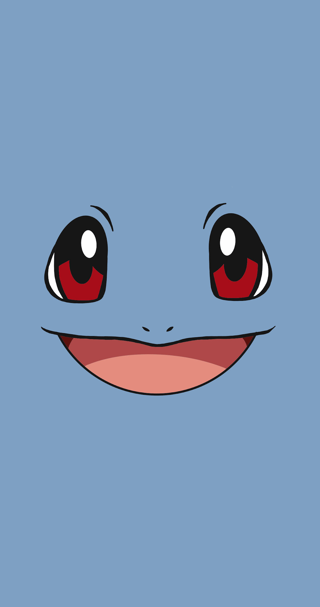 A picture of a cartoon face with red eyes and a big smile on a blue background - Pokemon