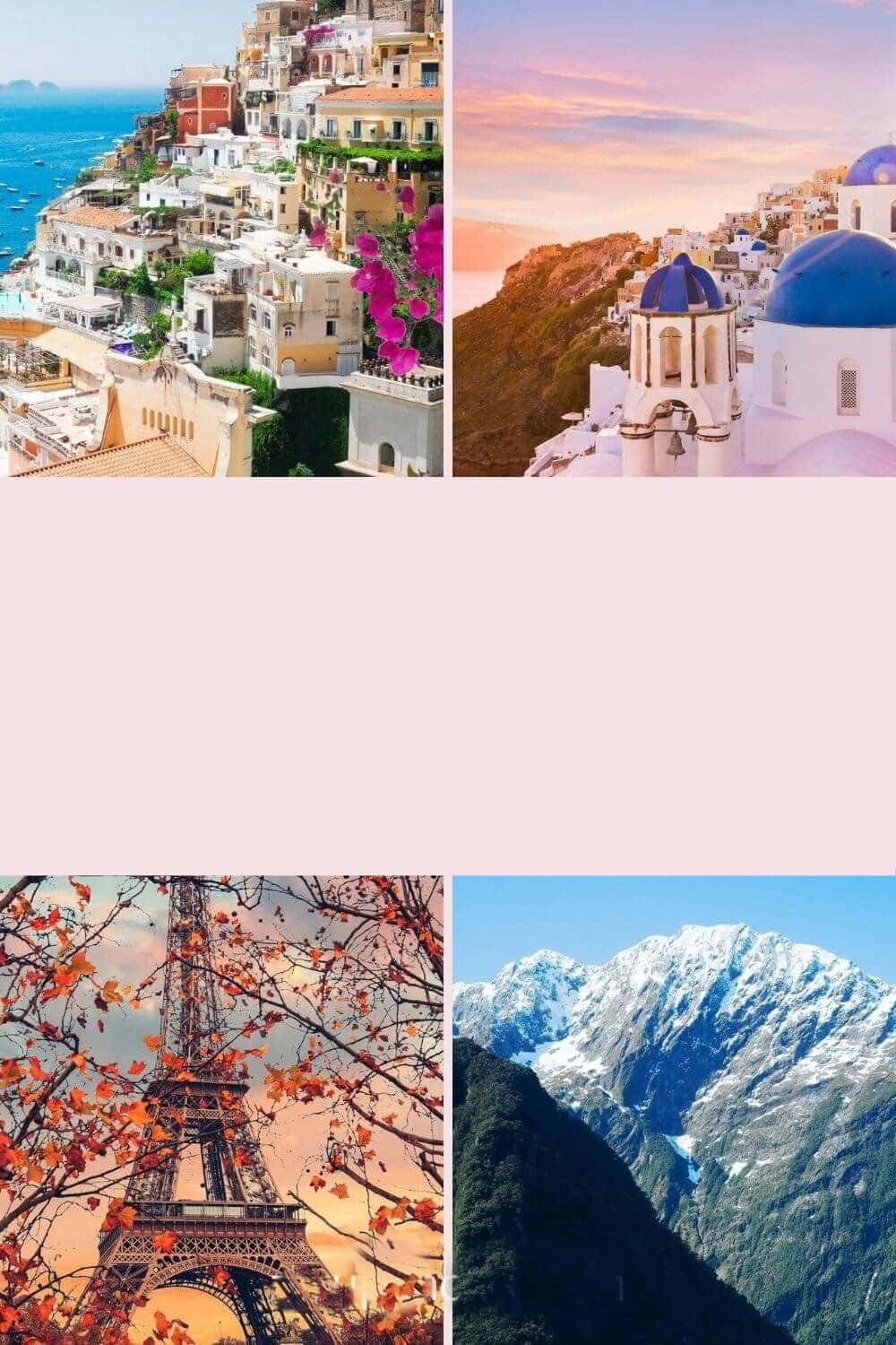 A collage of four photos of different places around the world. - Travel