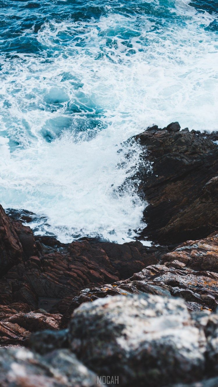 Sea, Water, Wave, Blue, Rock, Apple iPhone 8 wallpaper download, 750x1334 Gallery HD Wallpaper