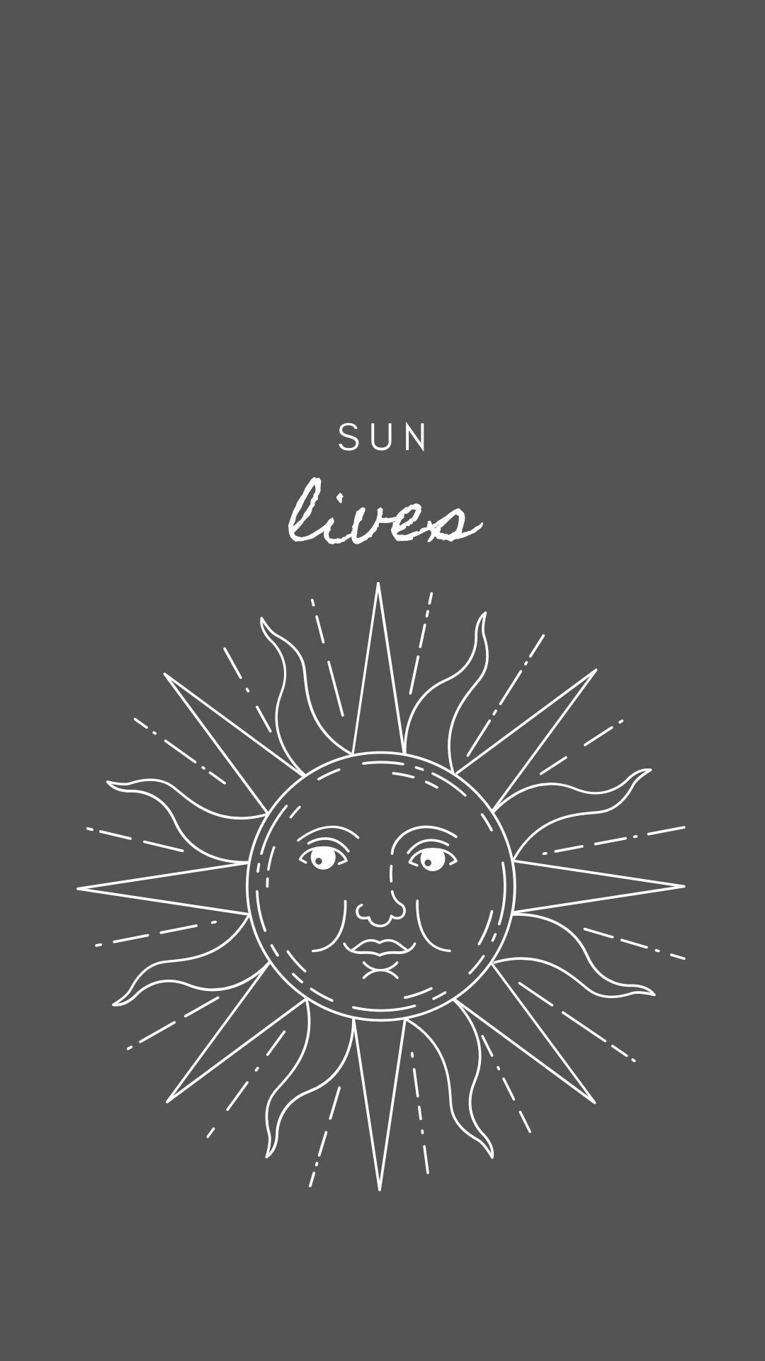 Sun with a face on a dark grey background - Sun, spiritual