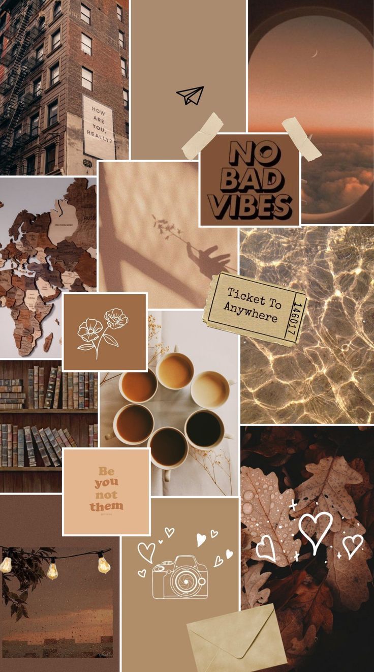 A collage of pictures with different themes - Brown