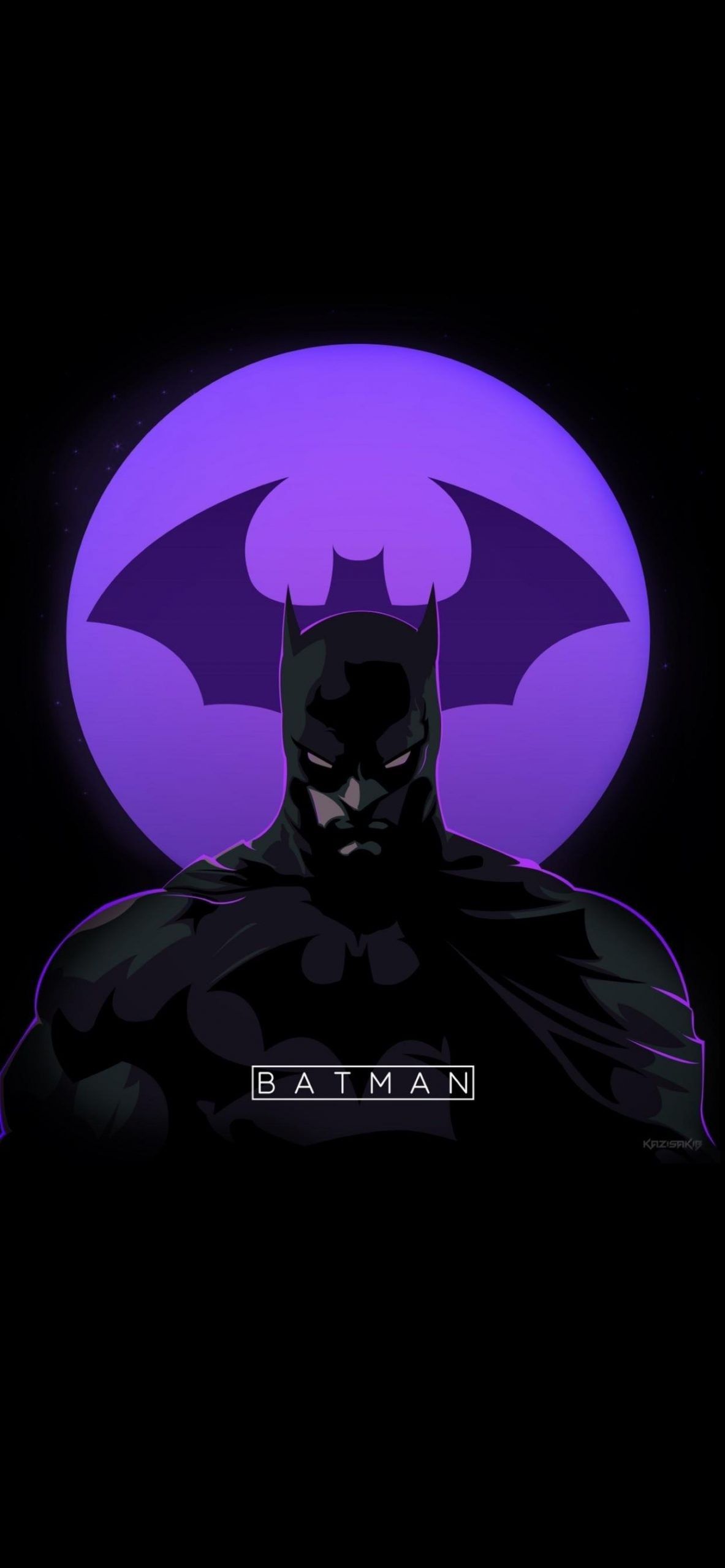 IPhone wallpaper of batman in front of a purple full moon - Batman