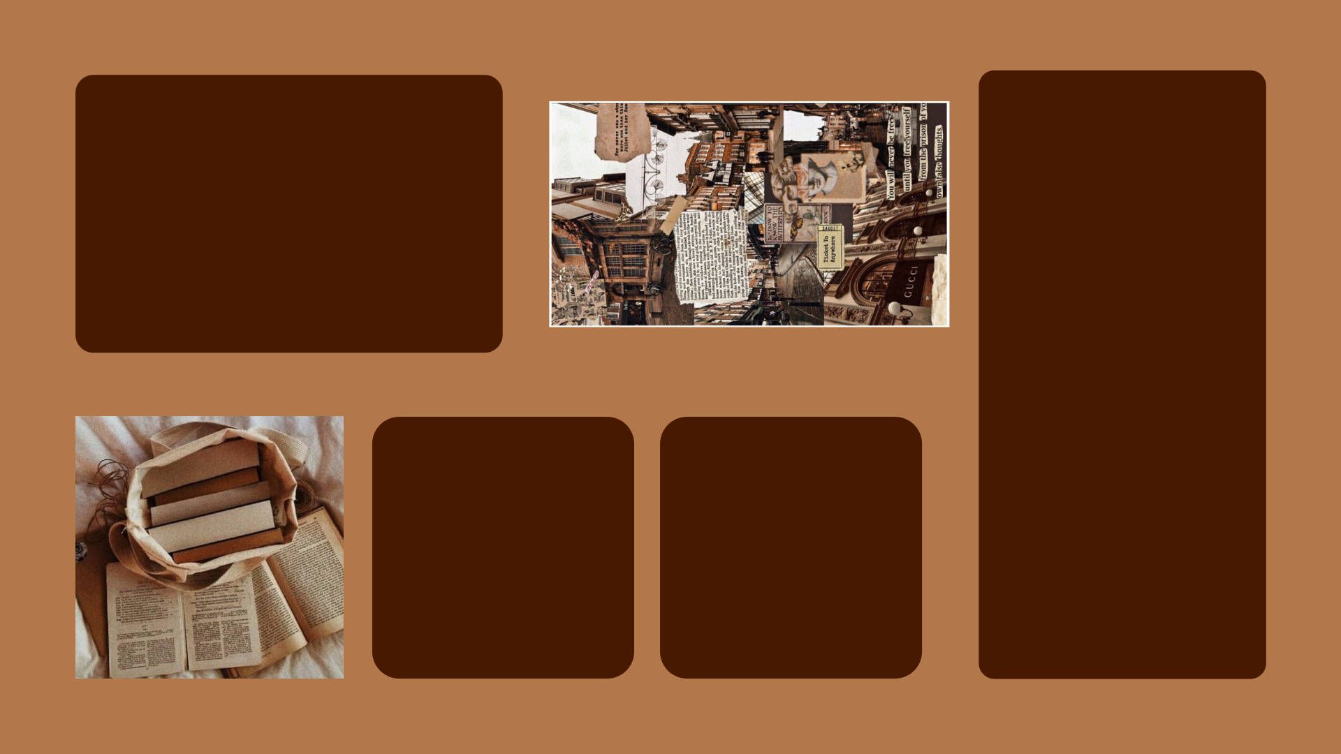 A collage of pictures with different backgrounds - Brown